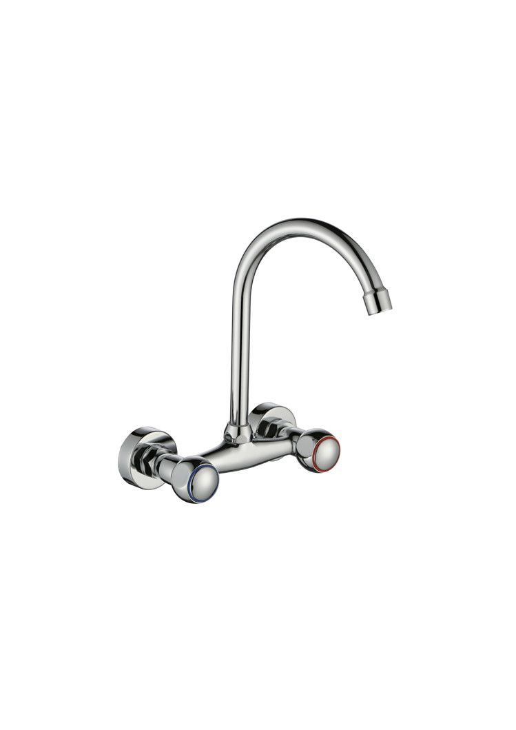 Zilver Double knob Wall Mounted Kitchen Mixer